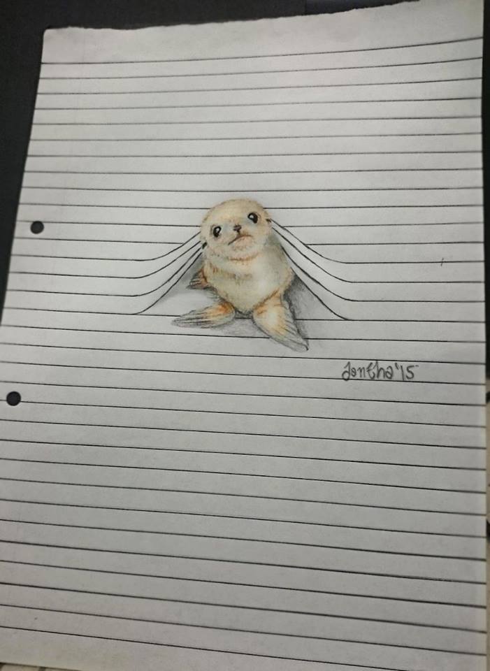 藝術家筆下被筆記本纏住的小動物,看完前3張就已經被深深萌住了!