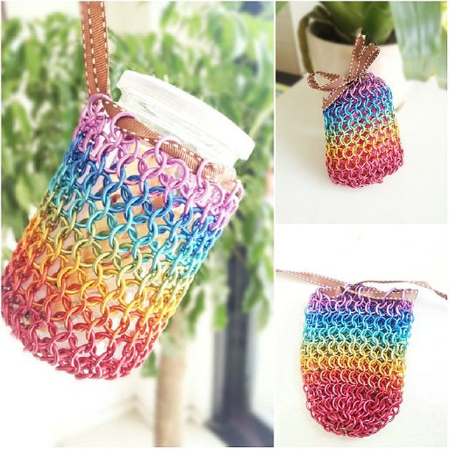利用金屬線製作漂亮彩虹袋子 DIY rainbow wire bag