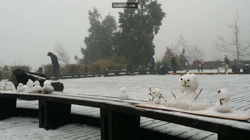 霸王寒流的影響下各地瑞雪紛飛,一片雪白的美景讓人不敢相信自己在台灣啊!