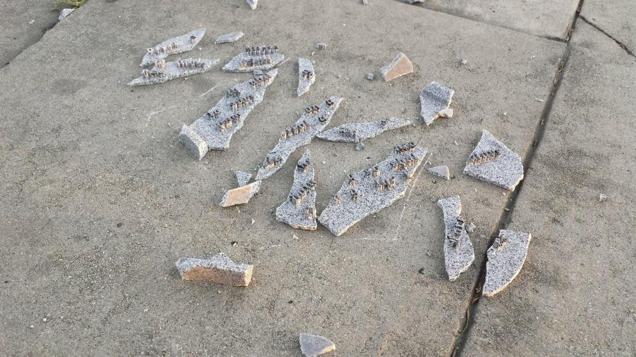 Before moving on from here he gave his first tablet a good smash. Since he had made the mold, making a replacement would be a snap and he needed to know that the tablets could be broken open easily. He dropped this one from about 3 feet.