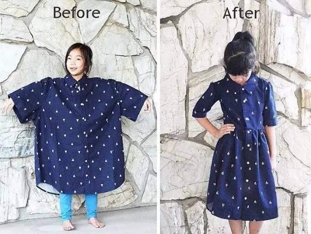 将自己的和老公的过时衣服 摇身一变就成了女儿喜爱的裙子.