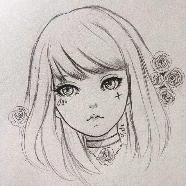 手绘插画丨素描美女,线条流畅了,怎麼画都好看