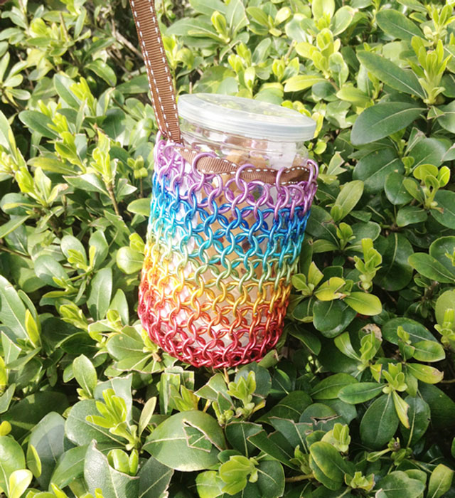 利用金屬線製作漂亮彩虹袋子 DIY rainbow wire bag