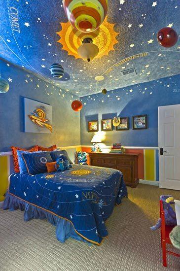 10個創意兒童房背景牆 七彩童話入夢來 藍天白雲的牆面