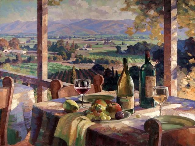 美國畫家里昂鮑維筆下的油畫作品葡萄熟了