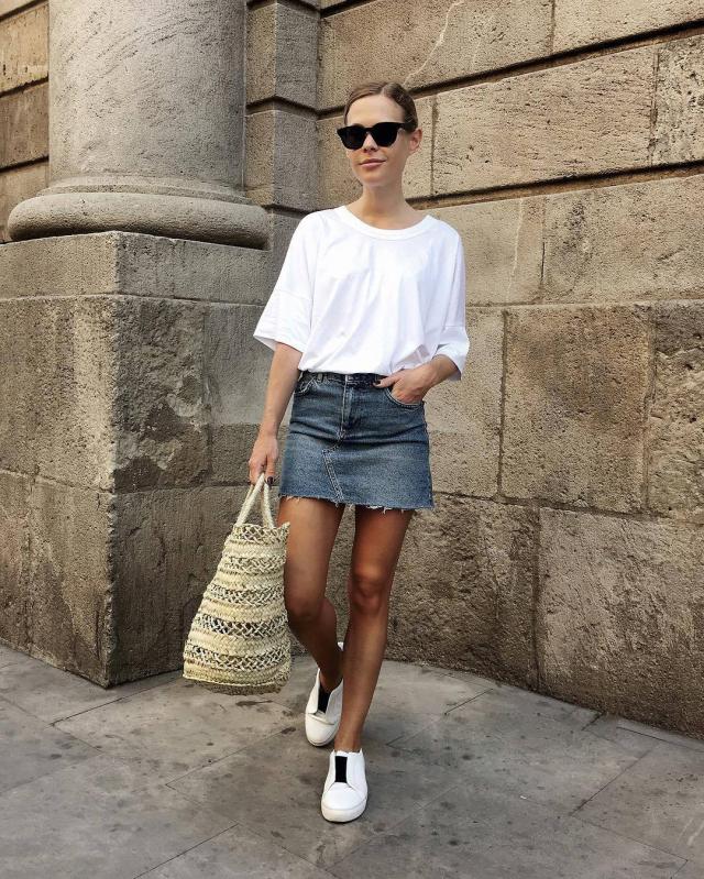 有了牛仔短裙，誰都能穿出時髦顯瘦高街LOOK!