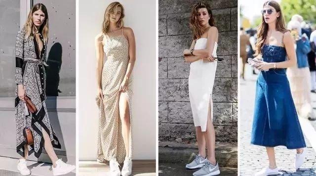 連衣裙+運動鞋=2018最in穿法，時髦又有女人味