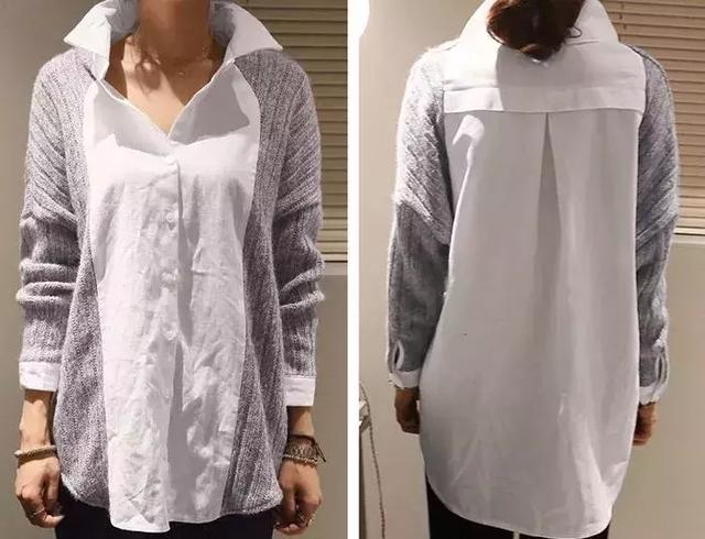 毛衣加襯衫，驚豔的舊衣改造