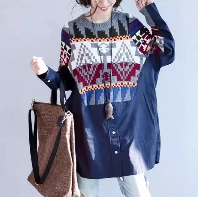 毛衣加襯衫，驚豔的舊衣改造