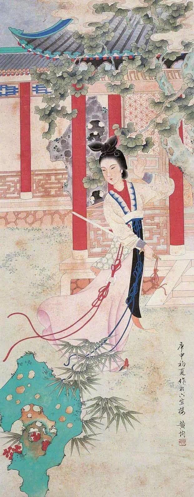 台灣淡水黃均工筆仕女