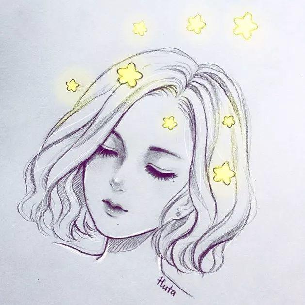手繪插畫丨素描美女，線條流暢了，怎麼畫都好看