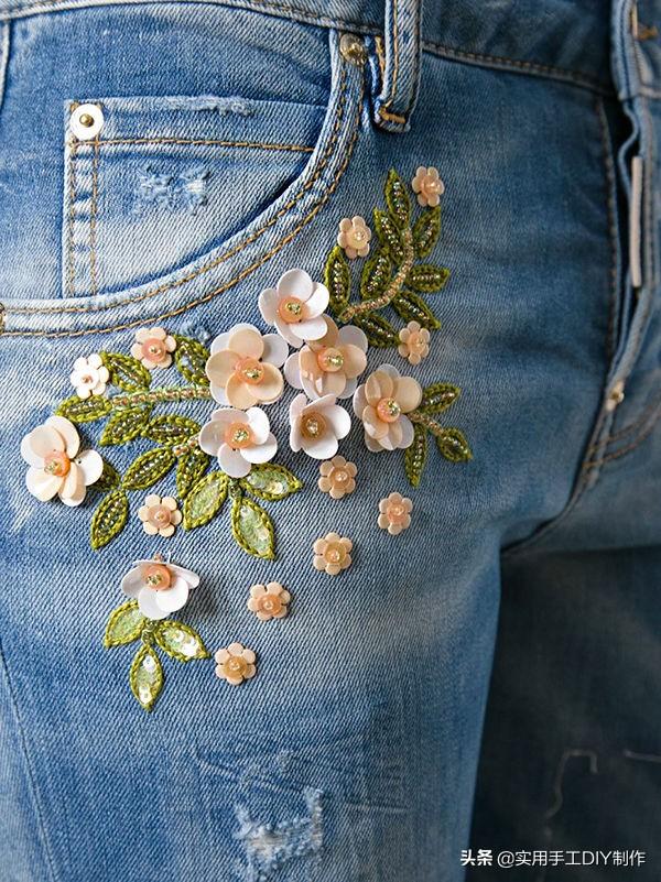 牛仔衣褲上的貼花刺繡