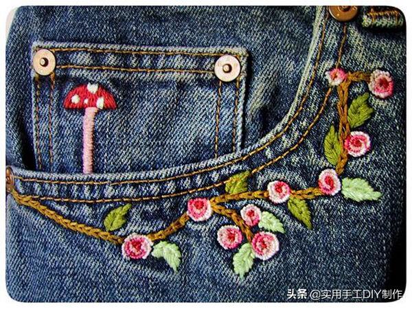 牛仔衣褲上的貼花刺繡