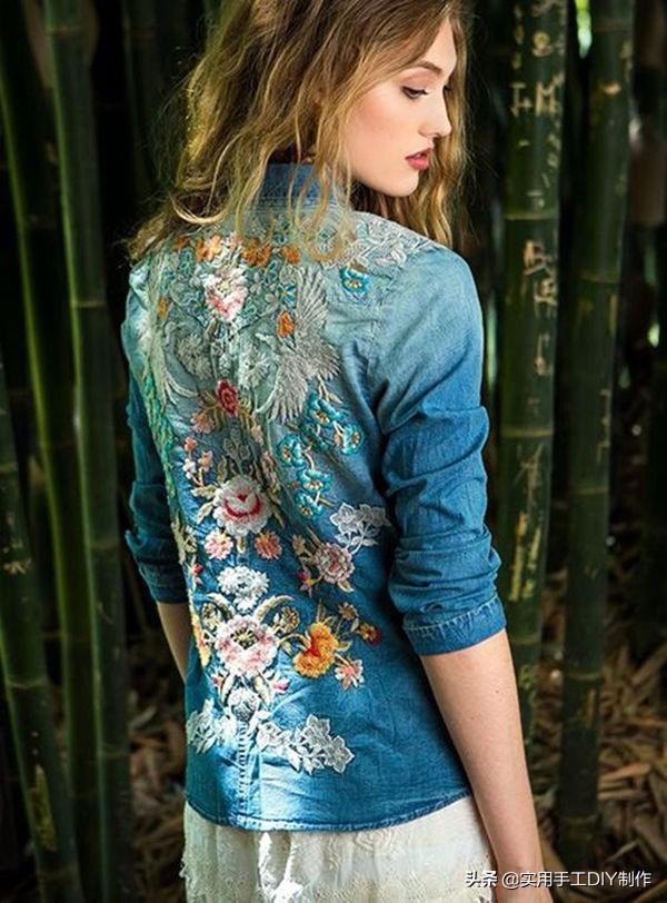 牛仔衣褲上的貼花刺繡