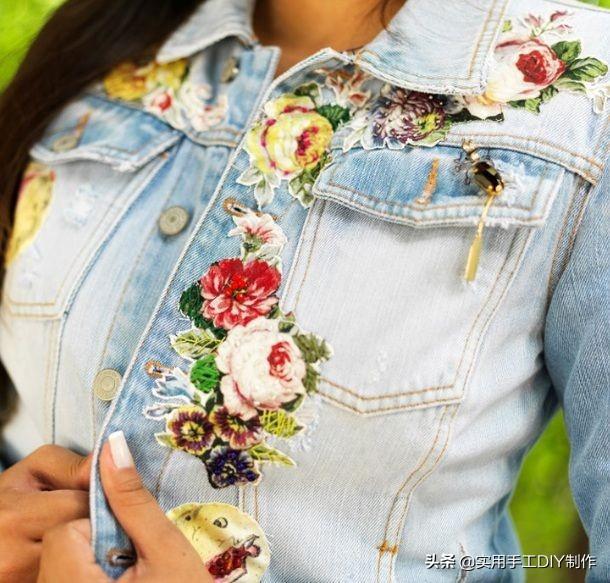 牛仔衣褲上的貼花刺繡