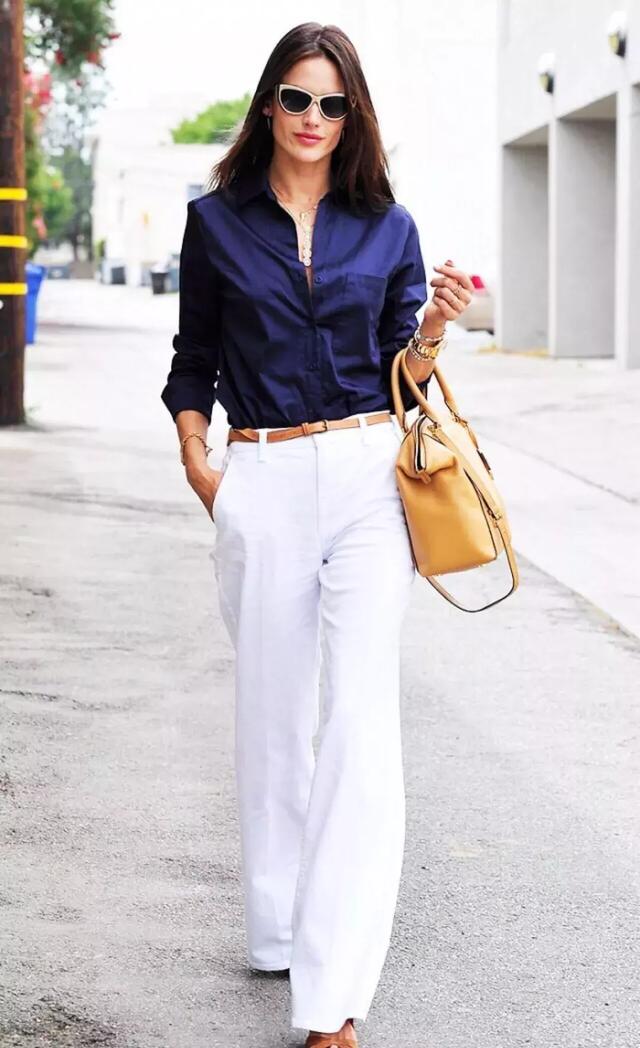 襯衫+闊腿褲，春季顯高又舒適的超美組合！