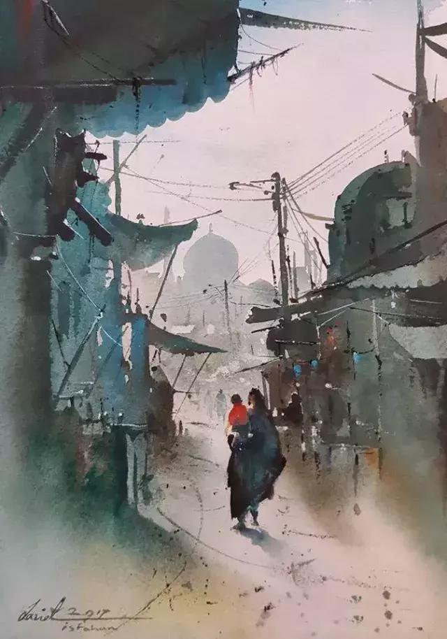 他的水彩有一種吸你入畫的魔力