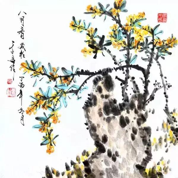 國畫中的桂花，別有一番韻味