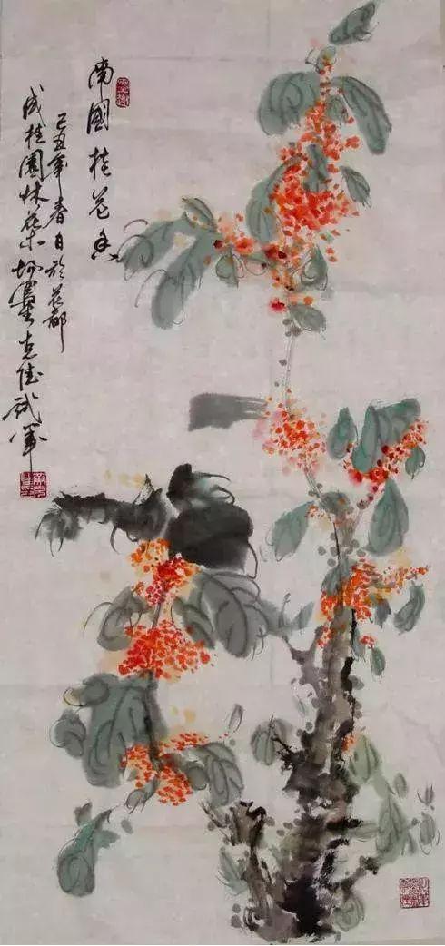 國畫中的桂花，別有一番韻味