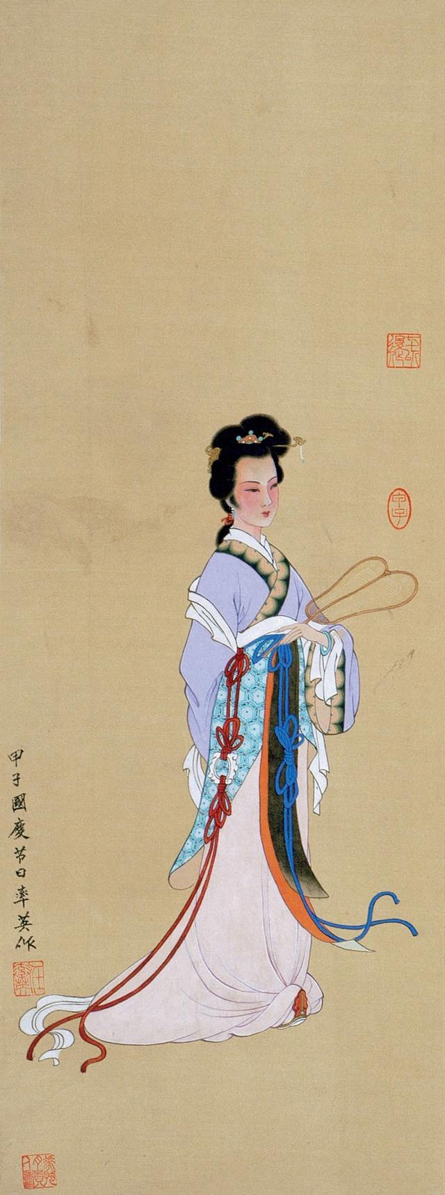 任率英工筆重彩人物畫欣賞