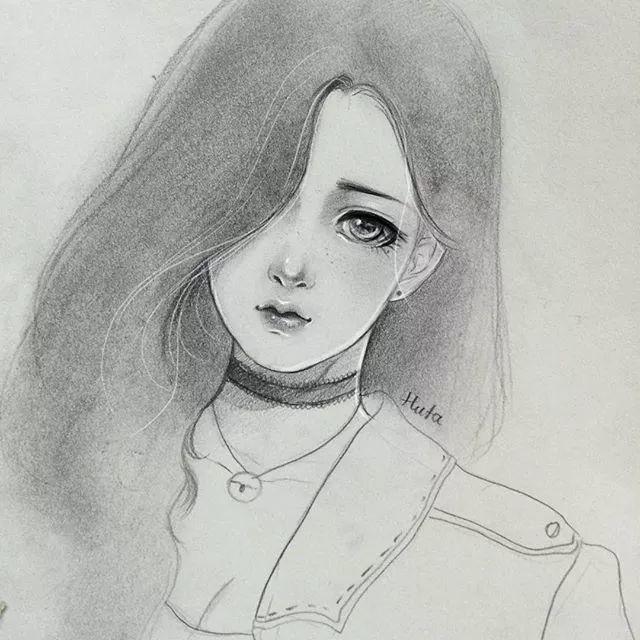 手繪插畫丨素描美女，線條流暢了，怎麼畫都好看