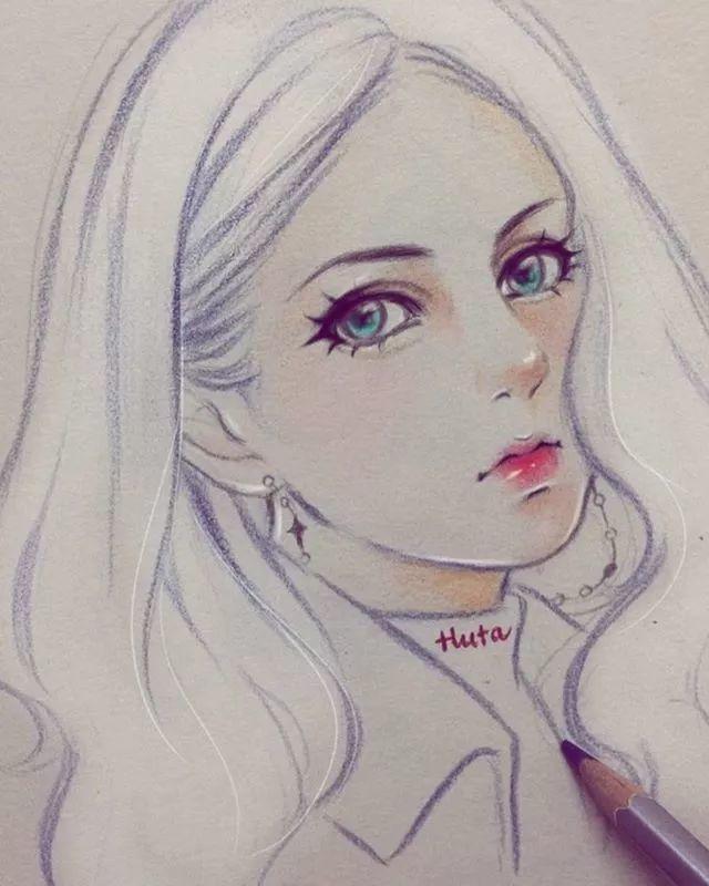 手繪插畫丨素描美女，線條流暢了，怎麼畫都好看