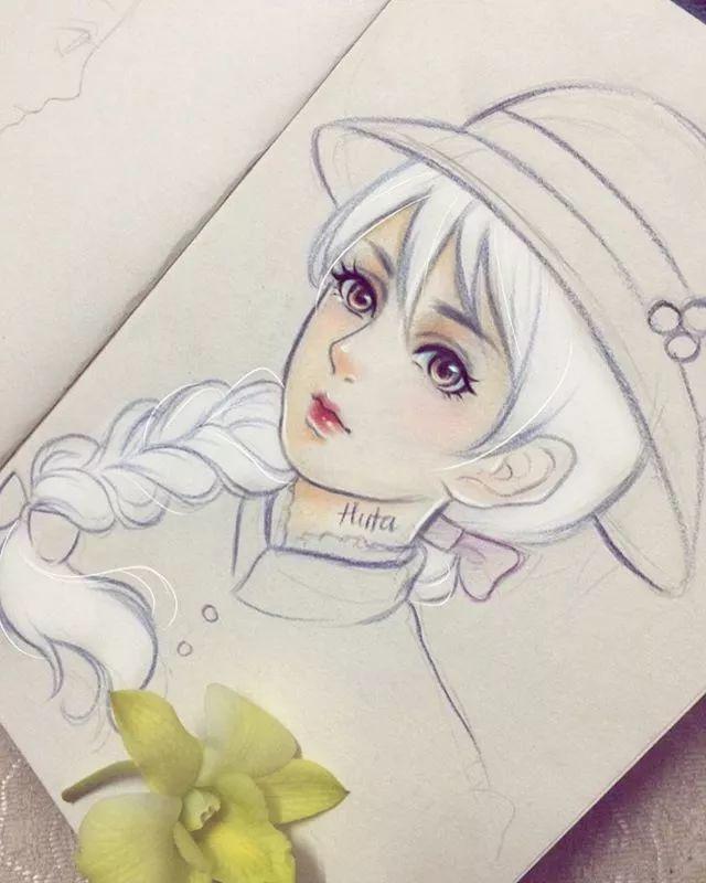 手繪插畫丨素描美女，線條流暢了，怎麼畫都好看