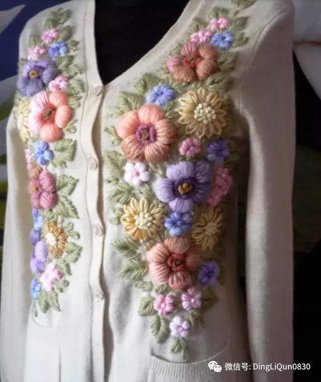 「刺繡作品」毛線繡帽子、手套和衣服等作品欣賞