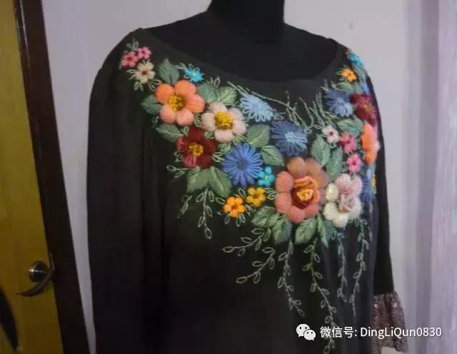 「刺繡作品」毛線繡帽子、手套和衣服等作品欣賞