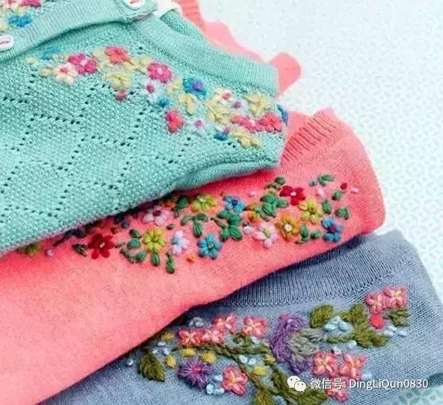 「刺繡作品」毛線繡帽子、手套和衣服等作品欣賞